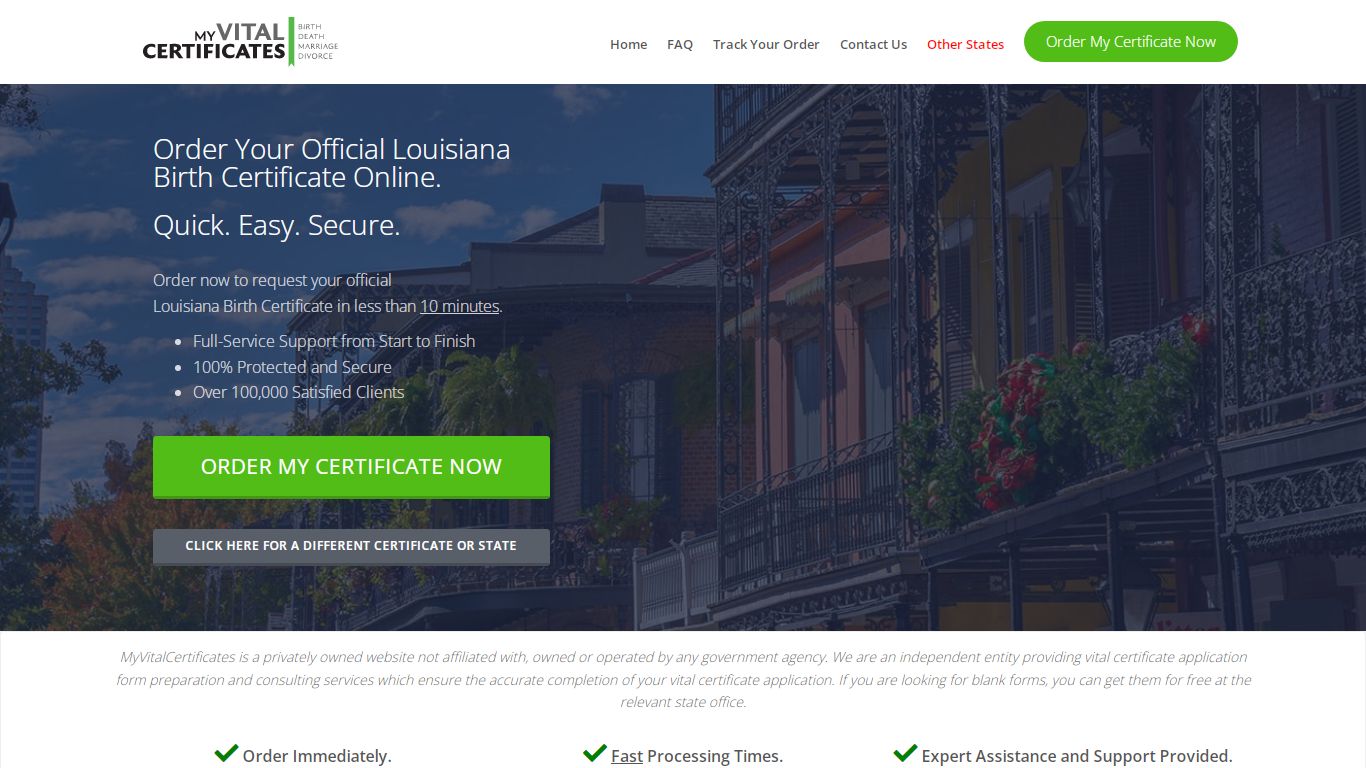 Louisiana Birth Certificates | MyVitalCertificates.org